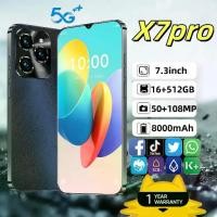 ราคา สมาร์ทโฟน 5G หน้าจอเต็ม X7Pro HD 7.3 นิ้ว 16GB+512GB แบตเตอรี่ 8000mAh โทรศัพท์ Android สแตนด์บายสองซิม (1731296809501951146)