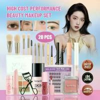 ราคา ชุดแต่งหน้า 20 ชิ้น รวมรองพื้น คอนซีลเลอร์ ดินสอเขียนคิ้ว อายไลเนอร์ มาสคาร่า คลิป ขนตาปลอม แหนบ อายแชโดว์ ตา ดำ อายแชโดว์ แก้ม ลิปกลอสแดง ลิปสติก และแปรงแต่งหน้า ชุดแต่งหน้าสำหรับใบหน้า (173218991343