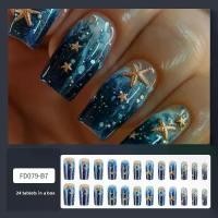 ราคา เล็บปลอม 24 ชิ้น พร้อมกาวเยลลี่ ยาทาเล็บ เพ้นท์เล็บ ใช้ซ้ำได้ แพทช์เล็บสามมิติ 3 มิติ เพ้นท์เล็บสีน้ำเงินทะเลระดับไฮเอนด์ การออกแบบปลาดาวบรรเทา ผลิตภัณฑ์ทาเล็บ (1731770825462744077)