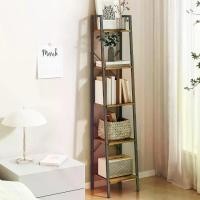 ราคา ชั้นวางของขั้นบันได, ชั้นวางหนังสือ, ตั้งตรง, ชั้นวางของเข้ามุม, พร้อมตะขอ 2 อัน, เหมาะสำหรับโฮมออฟฟิศ, ห้องนั่งเล่น, ห้องครัว, ห้องนอน, อุตสาหกรรม, สีน้ำตาลแบบชนบท 5 ชั้น, BC03201B (17324434043767046