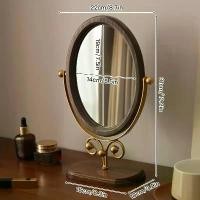 ราคา กระจกแต่งหน้าลายดอกไม้วินเทจ 1 ชิ้น กระจกโต๊ะเครื่องแป้งตั้งโต๊ะหมุนปรับได้ ทำจากไม้ธรรมชาติคุณภาพสูง โครงเหล็กแข็งแรง ดีไซน์แฮนด์แคป เหมาะสำหรับตกแต่งบ้าน โต๊ะเครื่องแป้ง ห้องนอ (1732155995426424828)