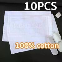 ราคา (10PCS)ผ้าเช็ดเท้าซับน้ําCotton 100%กันลื่น ผ้าเช็ดเท้าสติช พรมเช็ดเท้าโรงแรม ใช้ได้กับ ห้องน้ำ ห้องนอน 18"x28" 8ปอนค์ Welcome ราคาส่ง (1731725027424764949)