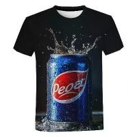 ราคา เสื้อยืดคอกลมแขนสั้นผู้ชาย พิมพ์ลาย 3 มิติ มาใหม่ สไตล์ลำลอง ดีไซน์ Pepsi Cola อาหาร (1731585681631839900)