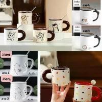ราคา จัดส่งเฉพาะจุด แก้วกาแฟ แก้วน้ำ ลายน้องแมว พร้อมฝาปิดสีดำ และช้อนกาแฟ ถ้วยชา กาแฟ แก้วมัค เซรามิค (1732425831061620445)