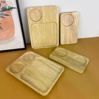ราคา สินค้าขายดี ถาดไม้ ถาดไม้หลุมวางแก้ว ถาดไม้ทรงเหลี่ยม จานไม้ยางพารา แบบมีหลุม ถาดเบรค เสิร์ฟชา กาแฟ (1732070244472882562)