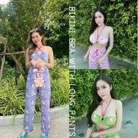 ราคา purefloral BIKINI บราบิกินี่แบบเกาะอก และ กางเกงขายาว ลายน่ารักๆ มีฟองน้ำในตัว (กดสั่งแยกเสื้อและกางเกง) ขายดี (1731558215716406515)