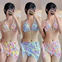 ราคา climateshoprich ใช้งานได้ Set of 3 pieces of bikini + floral cover, cute strap, don't miss it Women ผู้หญิง Clothing เสื้อผ้า (1731298477612305202)