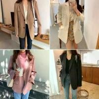 ราคา พร้อมส่ง เสื้อสูท สูททำงาน มีซับ สูทแฟชั่น สูทสีพื้น Blazer Suit สูทแขนยาว สีพื้น สูทสีดำ เบลเซอร์ (1732356694493333155)