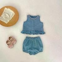 ราคา ชุดเดรสยีนส์เนื้อนุ่มปักลายสำหรับเด็ก ขายดี สำหรับทารกและเด็กเล็ก ทำจากผ้าฝ้าย สไตล์หวาน ชุดแขนกุด สำหรับเด็กผู้หญิง suit born ชุด บอดี้ สูท เด็ก เซต เด็ก แรก เกิด ชุด เด็ก แรก เกิด (17323285535594590