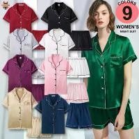 ราคา 2102 Night suit ชุดนอนขาสั้นแขนสั้น ผ้าซาติน หญิง สีพื้น มี 9 สี ชุดนอนผ้าซาติน ส่งไวจากไทย สินค้าดี (1731554732726584535)