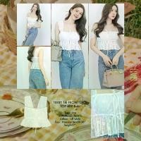 ราคา SLYQ TERRY TIE FRONT LACE TOP เสื้อลูกไม้สายเดี่ยวผูกโบว์หน้า (1729736279350348056)