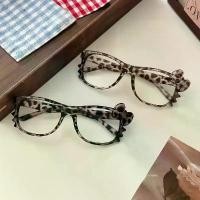 ราคา กรอบแว่นตาพิมพ์ลายเสือดาว ไม่มีเลนส์ น่ารัก ตกแต่งแต่งหน้า สไตล์เรโทร มีโบว์ แว่นตาทรงกลมเต่า beauty glasses (1731935297423051309)