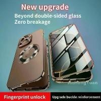 ราคา 360 ° สองด้านครอบคลุมเต็มรูปแบบแม่เหล็ก Frosted Hard ฝาหลังความปลอดภัยหัวเข็มขัดล็อคสําหรับ IPhone 16 15 14 Plus 13 12 Pro Max Anti ลายนิ้วมือ HD แก้วเลนส์โลหะปลอก สินค้าแนะนำ (1732194226601625114)