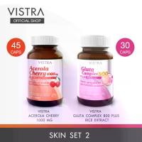 ราคา [เซ็ทผิวสูตร 2] Vistra Acerola Cherry 1000mg (45 เม็ด) + Vistra Gluta Complex 800 Plus Rice Extract (30 เม็ด) (1729474004318390996)