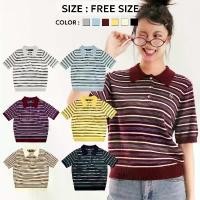 ราคา Bemingtop912(Freesize)-Candy Stripe Polo ลายทางสดใส ใส่ยังไงก็น่ารัก! (1731340703460001367)
