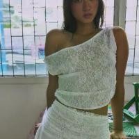 ราคา MIRA Milk Top เสื้อปาดไหล่ลูกไม้สีขาว (1731969538672395439)