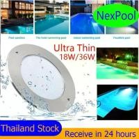 ราคา 【Thailand Stock】โคมไฟสระว่ายน้ำ 26cm Ultra Thin LED Swimming pool light 18W/36W AC12V ไฟสระน้ำ แสงขาว แสงวอม RGB สแตนเลสแท้ Ip68กันน้ํา (1732333945042077192)