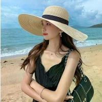 ราคา VEGXNU หมวกสานครีมกันแดดหมวกสานแฟชั่นหมวกสานเม็ดมีดทางหมวกทะเลทอผ้าปีกกว้าง // สำหรับผู้หญิงหมวกทอผ้าพับแบบพกพา Ryu Cool Picture ที่นิยมมากที่สุด (1732021361534469214)