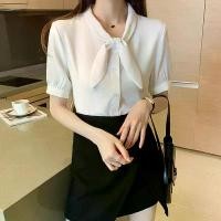 ราคา ของพร้อมส่ง S-2XLเสื้อเชิ้ตผ้าชีฟองแขนสั้น สไตล์เกาหลีหญิง เสื้อแฟชั่นออฟฟิศเลดี้Office Lady (1729687548701936374)