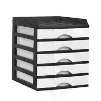 ราคา [COD] [Tiktok]ตู้ลิ้นชักเก็บเอกสาร A4 ขาวดำ5ชั้น พร้อมถาดบนกว้าง27cm ลึก34cm สูง33cm A109 Plastic Organizer (1732404727110927542)