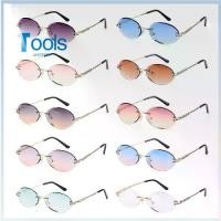 ราคา [ส่งฟรี] TOOLS 421STORE แฟชั่น แว่นตาสี ไม่มีขอบ แว่นตากันแดดรูปไข่ เฉดสี เลนส์ตัดเพชร แว่นกันแดดวินเทจ (1732378052760012645)