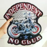ราคา อาร์มปัก แผ่นรีดติดเสื้อ "INDEPENDENT NO CLUB" ตัวรีดติดเสื้อ ขนาดใหญ่ สไตล์ Biker Rock Embroidered Iron on Patch มีบริการเก็บปลายทาง (1732061360712157043)
