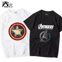 ราคา Iron Man clothesเสื้อผ้าไอรอนแมน✳✟✹อเวนเจอร์ 4 แขนสั้น Marvel รอบ Iron Man เสื้อยืดเสื้อผ้า Marvel ร่วมแบรนด์ Thano_07 (1731602287791146024)