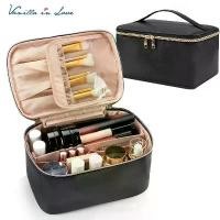 ราคา BG172 กระเป๋าเครื่องสำอางแบบแบ่งช่อง Makeup Bag พร้อมช่องเสียบแปรง จัด ระเบียบ pouch bag (1732150701766444829)
