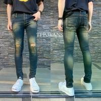 ราคา TPPJEANS DN Skinny X Rock Men's Denim กางเกงยีนส์สกินนี่ชายสีบลูฟอกสนิมสีบลูฟอกสนิมขาดเข่าเซอร์ ยีนส์ยืด ทรงสวย เป้ากระดุม เอว26-36 รับชำระปลายทาง (1731617921234274208)