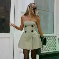 ราคา Spring Summer New Women's Clothing Strapless Off-shoulder A-line Dress Sexy Waist-cinching Dress (1732280438112355732)