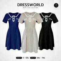 ราคา {S-7XL} 1279 งานป้าย Dress World เดรสสั้นทรงบาน คอปก แต่งกระดุมมุก แต่งกระเป๋า เดรสทำงาน คําแนะนําการขายที่ร้อนแรงในเดือนนี้ (1732199294494672331)