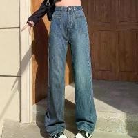 ราคา Keu พร้อมส่ง กางเกงยีนส์ขายาว เอวสูง ขากระบอก แต่งทรงวินเทจ สีเฟดเท่ๆ สไตล์เกาหลี สำหรับผู้หญิง เหมาะกับทุกฤดูกาล กางเกงขายาวผู้หญิง Women's trousers (1732208358469699793)