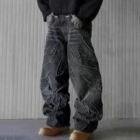 ราคา กางเกงยีนส์ Streetwear ทรงหลวม สำหรับผู้ชาย แฟชั่นย้อนยุค ขากว้าง กางเกงยีนส์ ปักลายกราฟฟิก ดีไซเนอร์ กางเกงยีนส์ฮิปฮอป (1732144751515698354)