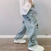 ราคา กางเกงยีนส์ผู้ชาย,พิมพ์ลาย,2024มาใหม่,Streetwear,ทรงหลวม,กางเกงยีนส์ขากว้าง,แฟชั่นเกาหลี,ผ้าม่านตรง, ขาม้า Man Clothing (1731139670482520580)