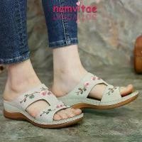 ราคา Casual sandals with floral embroidery for women (1732111336928019643)