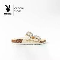 ราคา PLAYBOY รุ่น Playboy Sandals(C)รองเท้าแตะยาง รหัส ST-HS233C088 ดีไซน์คาดเส้นคู่แต่งเข็มขัดเพชร มี3สี สีขาว/สีทอง/สีดำ (เท้าอูม+1) (1730218466623785103)