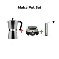 ราคา [Tiktok] ชุดหม้อต้มกาแฟ Mocha Moka Pot Nespresso 3/ 6 ถ้วย-พร้อมเตาไฟฟ้า500W ที่บดกาแฟ ชุดออกร้าน ชุดเริ่มต้น XBDK (1731759586911291224)