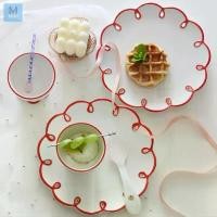 ราคา จานเซรามิค ลายดอกไม้ จานใส่ขนม ใส่สผลไม้ จานสวยๆ แต่งบ้าน สไตล์วินเทจ dessert plate (1732157559139567166)