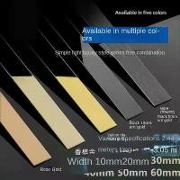ราคา แผ่นสแตนเลสแท้ แบบเงา วอลเปเปอร์ ตกแต่งบ้าน แถบตกแต่งสแตนเลส Stainless steel self-adhesive flat plate titanium alloy decorative strip (1731724434646402404)