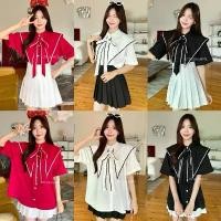 ราคา littlesoulmate เสื้อเชิ้ตโอเวอร์ไซส์คอปก เชิ้ตผูกโบว์คอปกใหญ่ น่ารัก(poppy collar) บล็อกบัสเตอร์ Clothing ผู้หญิง women shirt ครอป (1731317849504647281)