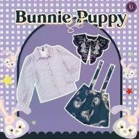 ราคา (มี2XL) Bunnie Puppy Set ชุดเซ็ต 3 ชิ้น เสื้อเชิ้ตแขนยาวสีม่วงลายสก็อต กระดุมหน้า + เอี๊ยมกางเกงขาสั้น + Collar สีกรมงานปักลาย/เสื้อ24/เอี้ยม29/จุด0.1ข้าม (1730372414796040415)