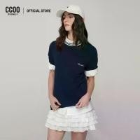 ราคา CC DOUBLE O เสื้อยืดแขนสั้นแต่งขอบคอทอริ้ว ผู้หญิง STRIPED COLLAR TEE รุ่น C5WAWTTS51 (AW25#A1) (1732011068384052990)