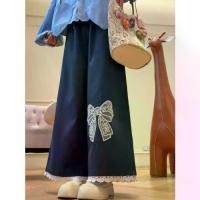 ราคา กางเกงขากว้างสำหรับผู้หญิง ปักโบว์และขอบลูกไม้ สไตล์บางฤดูร้อน กระชับสัดส่วนและไหล พลัสไซส์ กางเกงวอร์มลำลองขาตรง chinese collar กาง ลาย ช้าง ฟรี ไชส์ กางเกง ขาเดฟ กางเกงขากระบอก ผ้าลูกฟูก ผู้หญิง (17