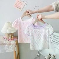 ราคา เสื้อยืดแขนสั้นเด็กผู้หญิง ฤดูร้อน 2025 มาใหม่ สไตล์เด็ก แขนพัฟ เสื้อฐานท็อปเด็ก เสื้อยืดฤดูร้อน crop top girls compression shirts girl pink collar girl ชุด พละ สีแดง (1732447485395895967)