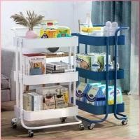 ราคา 31Greatorshop สไตล์เดียวกับสมอ [รุ่นฮิต] ชั้นวางของ3ชั้น พร้อมล้อเลื่อน+ที่จับ รถเข็นอาหาร Rolling Cart Shelf ชั้นวางโครงเหล็ก กันสนิม ++พร้อมส่ง++ (1729713097009433010)