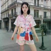 ราคา ลายน้องหมีน่ารักรูปแบบการ์ตูนชุดนอนผู้หญิงรอบอก 42-44 Female Pajamas เสื้อผ้า Sleepwear ซาติน กางเกง (1731370388382976676)
