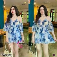 ราคา The Perfect Ladies ชุดจั๊มสูท JUMPSUIT จั๊มสูทสายเดี่ยว เว้าไหล่ ขาสั้น 13496 สีฟ้า (1729738514784291266)
