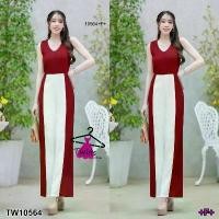 ราคา The Perfect Ladies ชุดจั๊มสูท JUMPSUIT แขนกุดทูโทน สีแดง (1730512720078997954)