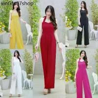 ราคา ♡TT18948 Jumpsuit จั้มสูทขายาว สายคล้องคอ สีพื้น♒ (1731736876469094100)