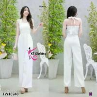 ราคา The Perfect Ladies ชุดจั๊มสูท JUMPSUIT จั้มสูทขายาว สายคล้องคอ สีพื้น สีขาว (1729757343052892610)